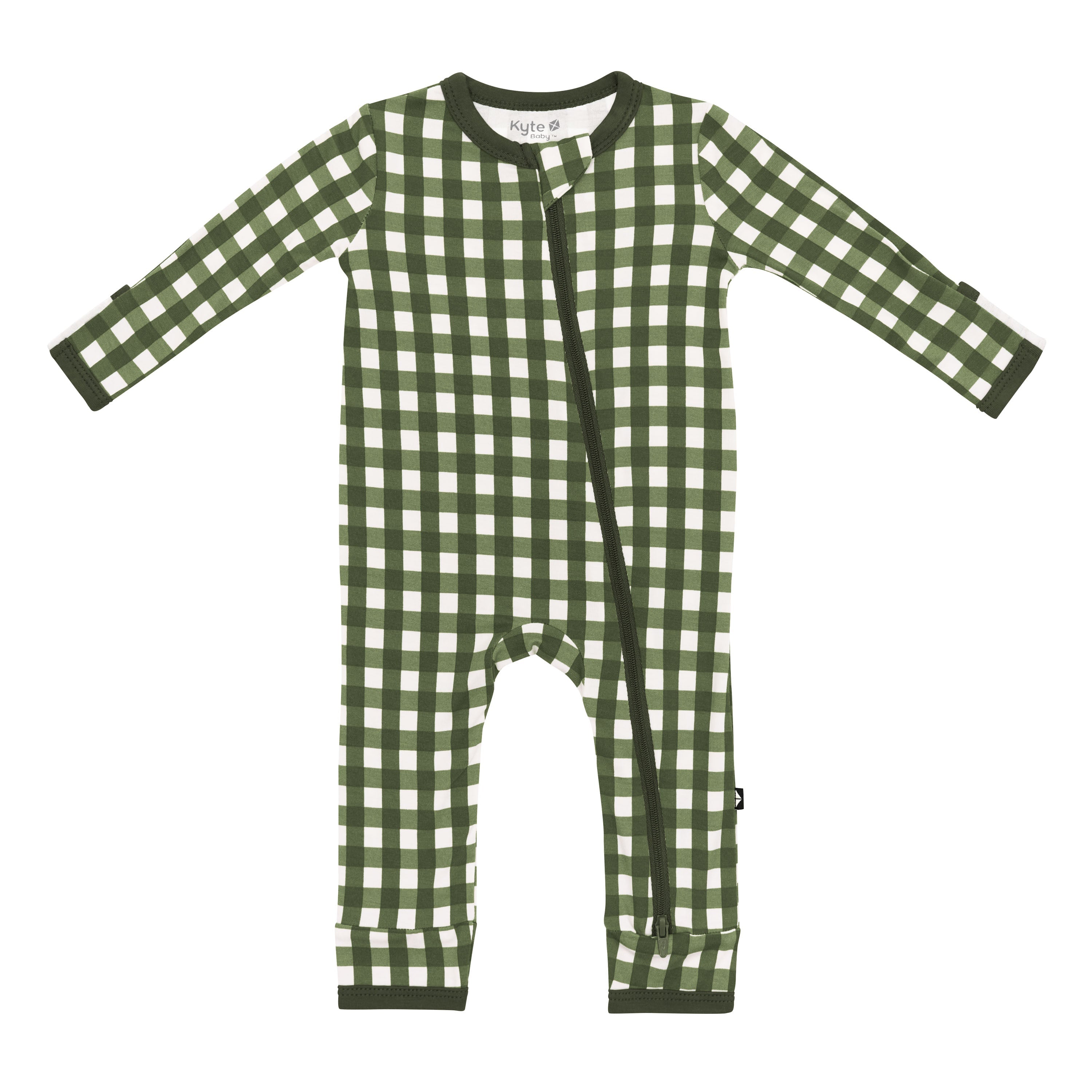 Zippered Romper in Gingham Fir