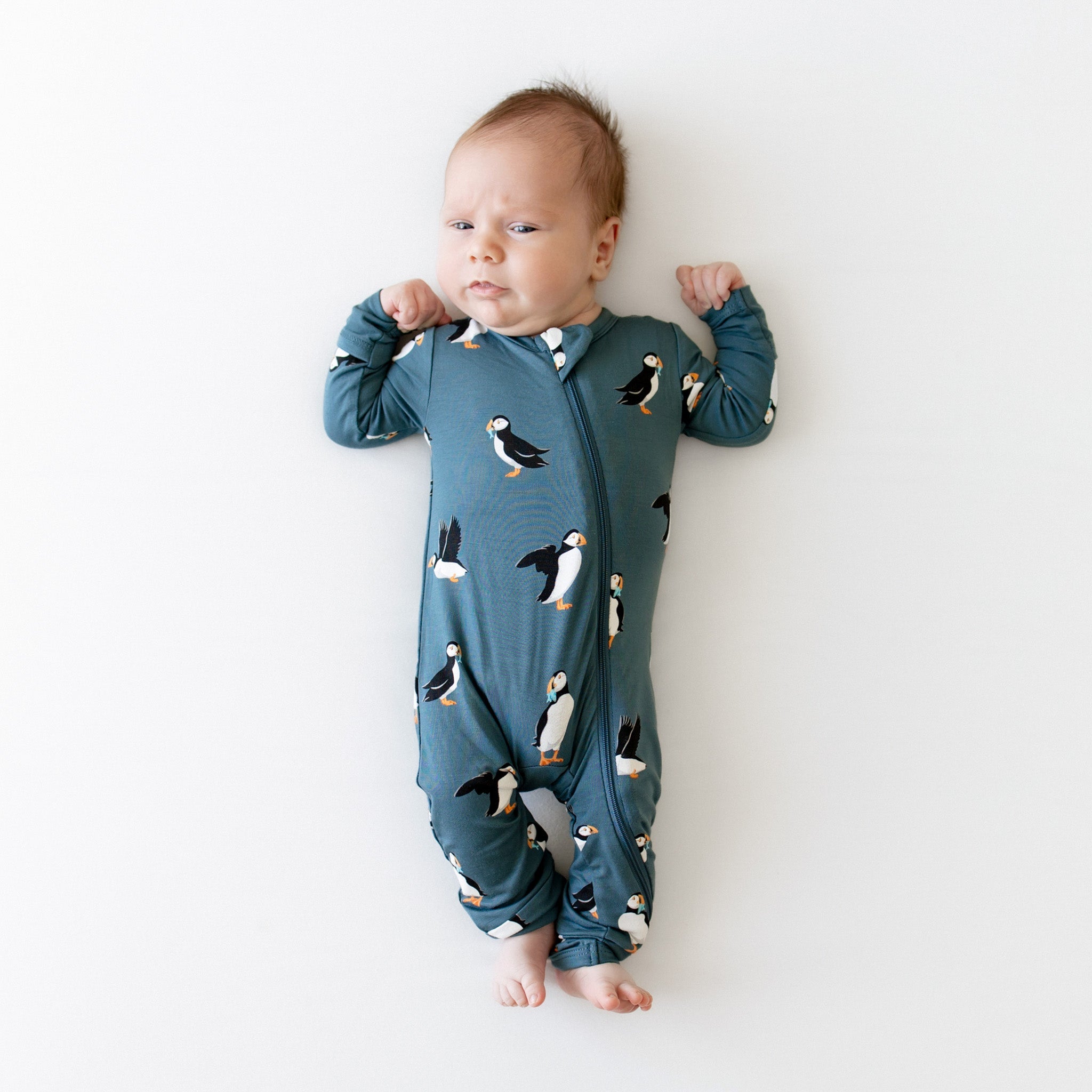 Zippered Romper in Puffin
