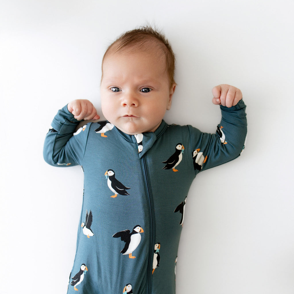 Zippered Romper in Puffin