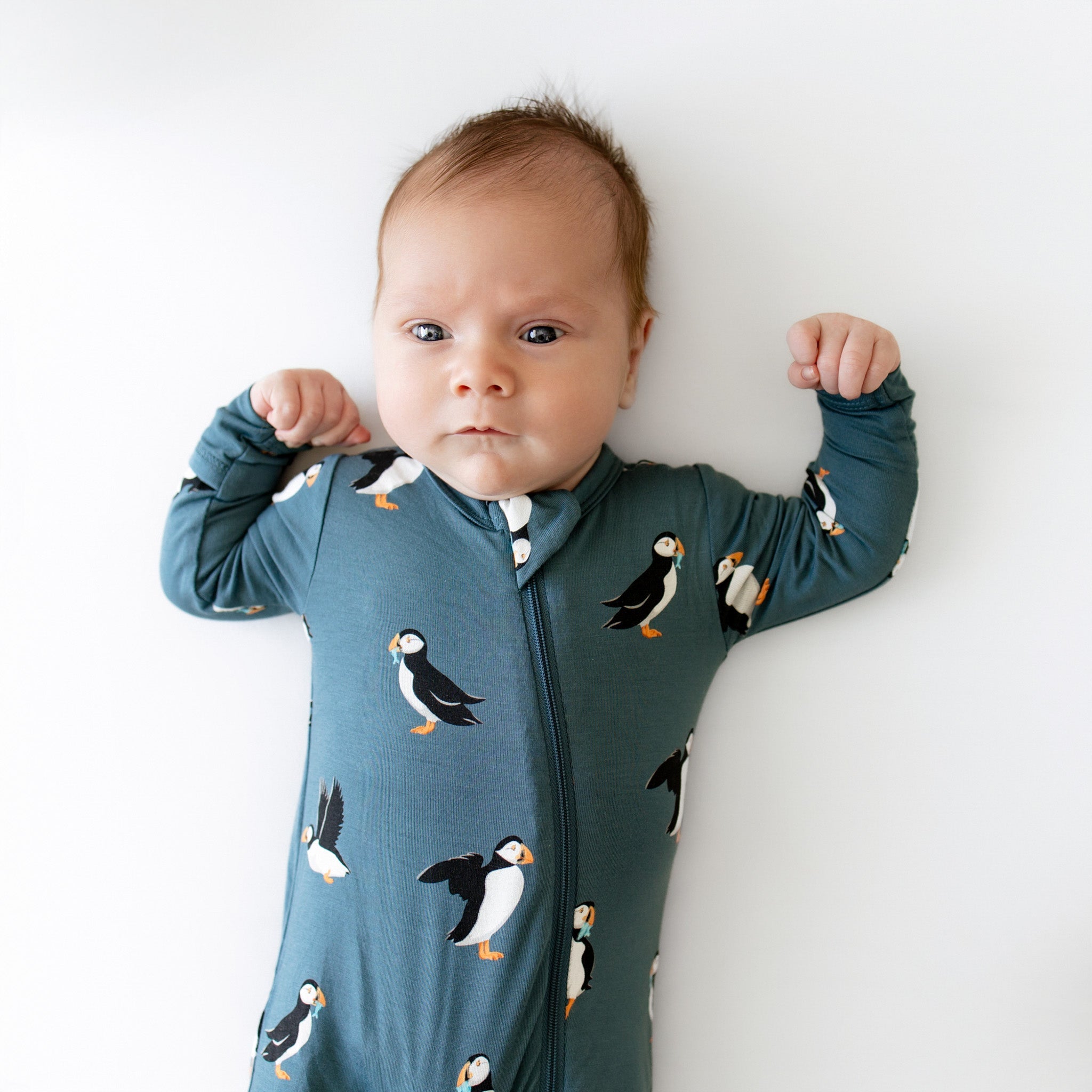 Zippered Romper in Puffin