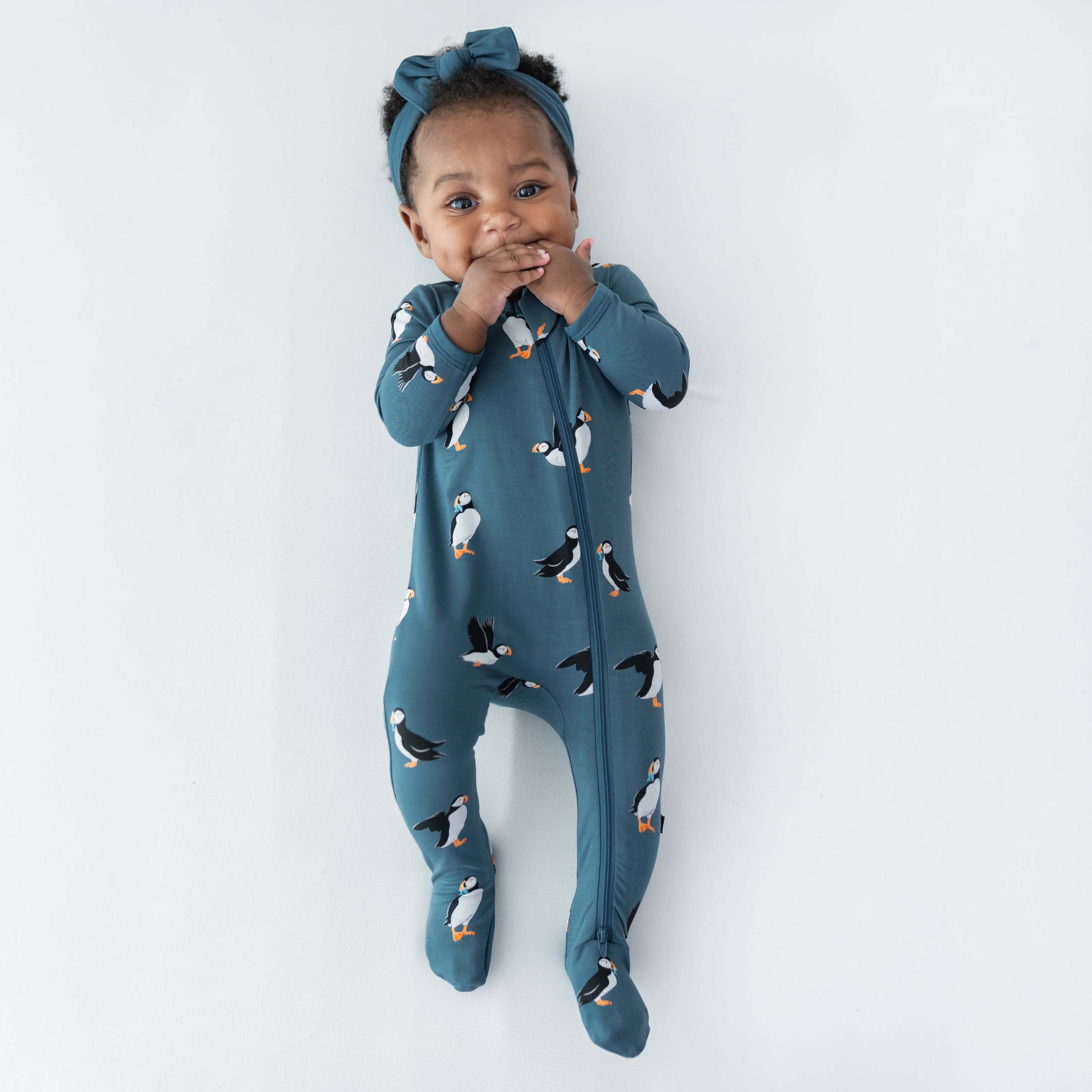 Zippered Footie in Puffin