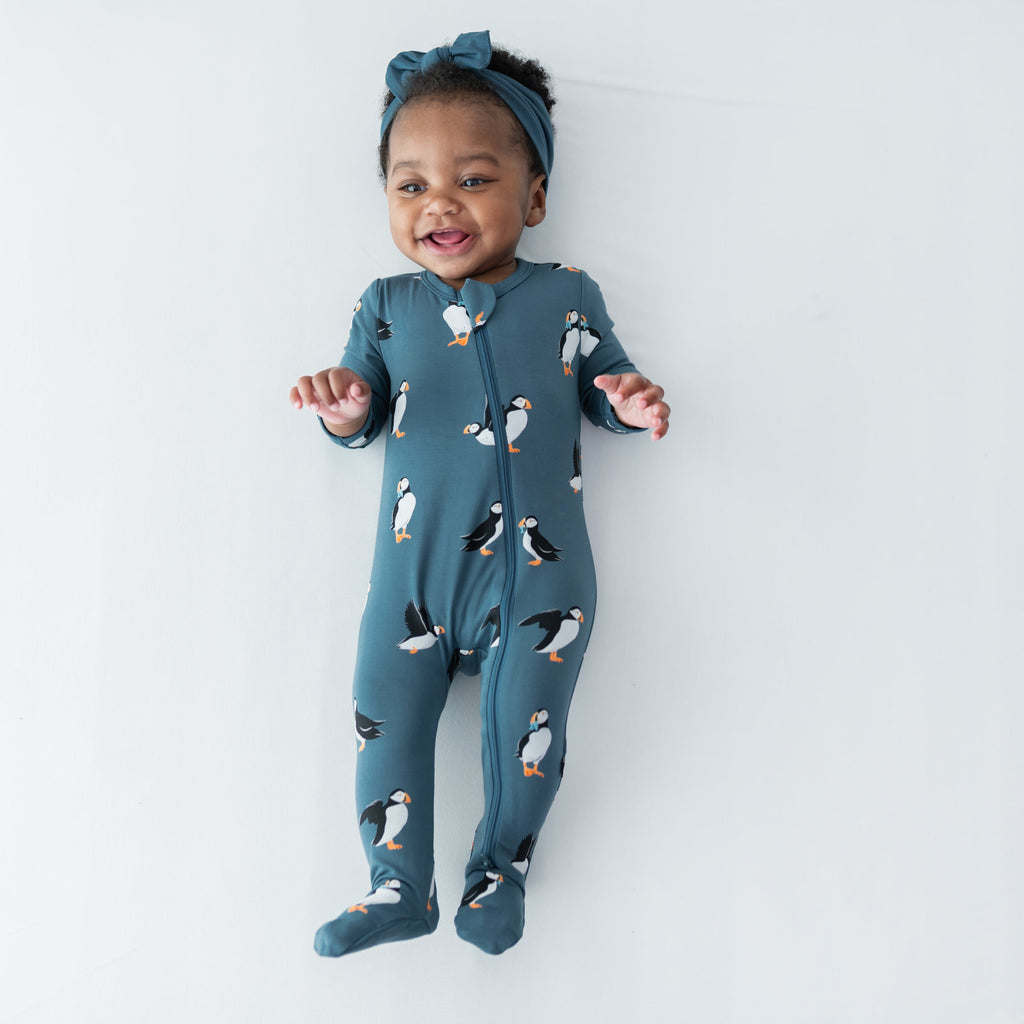 Zippered Footie in Puffin