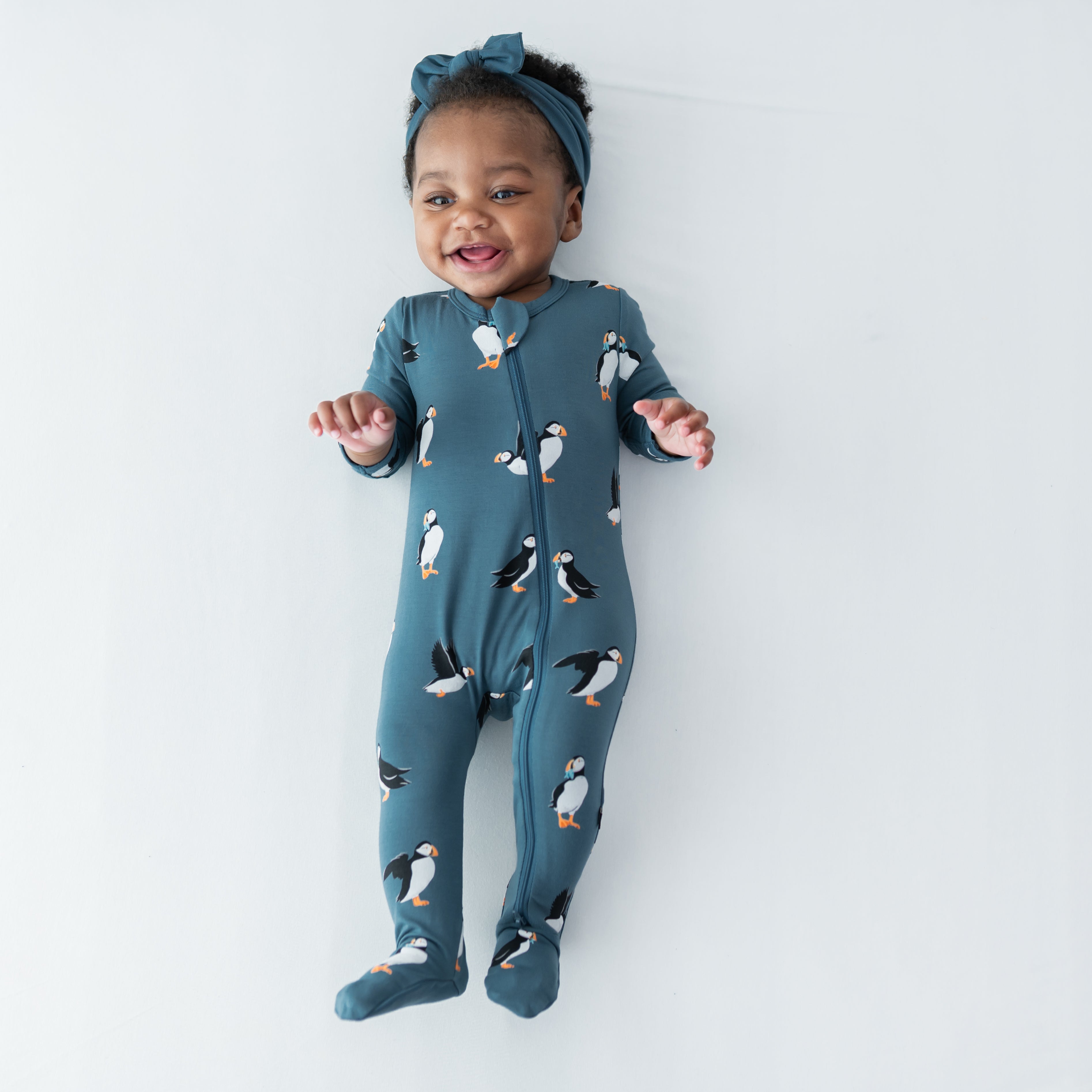 Zippered Footie in Puffin