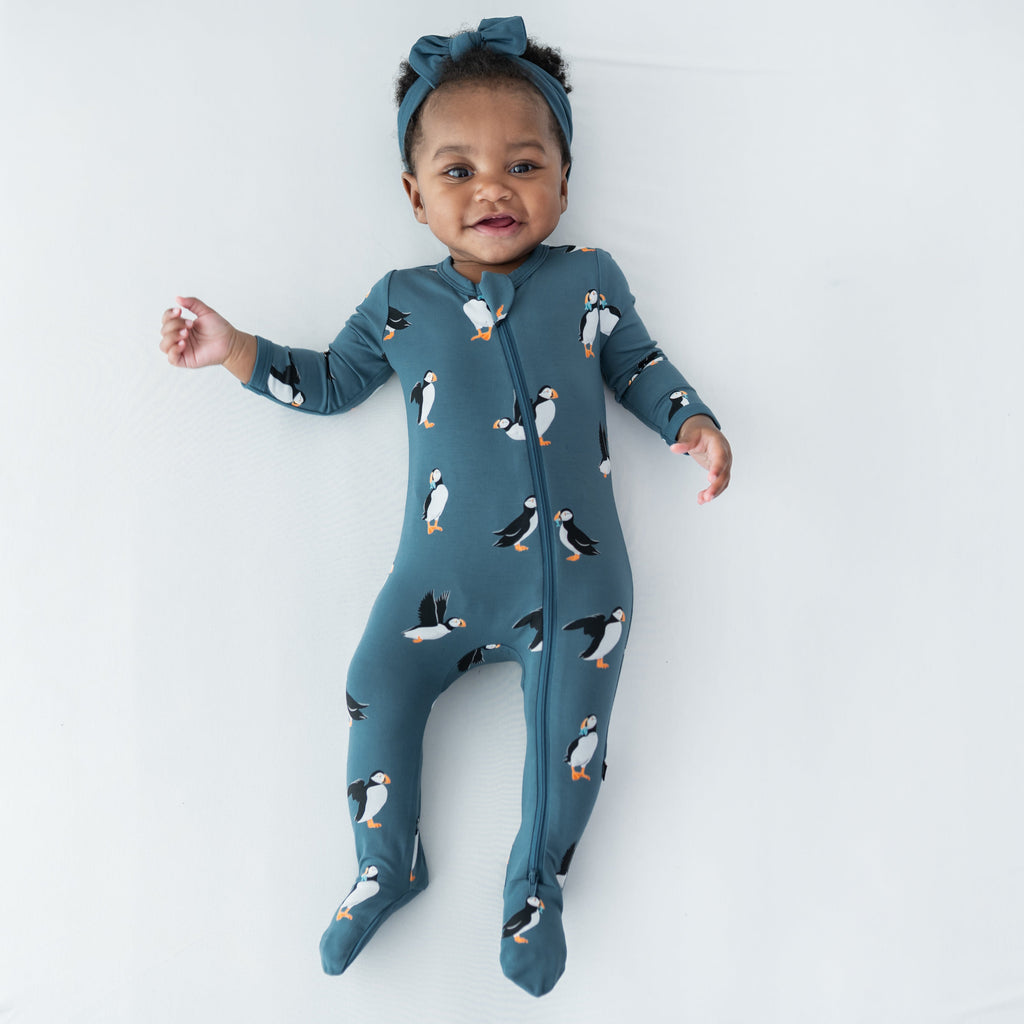 Zippered Footie in Puffin