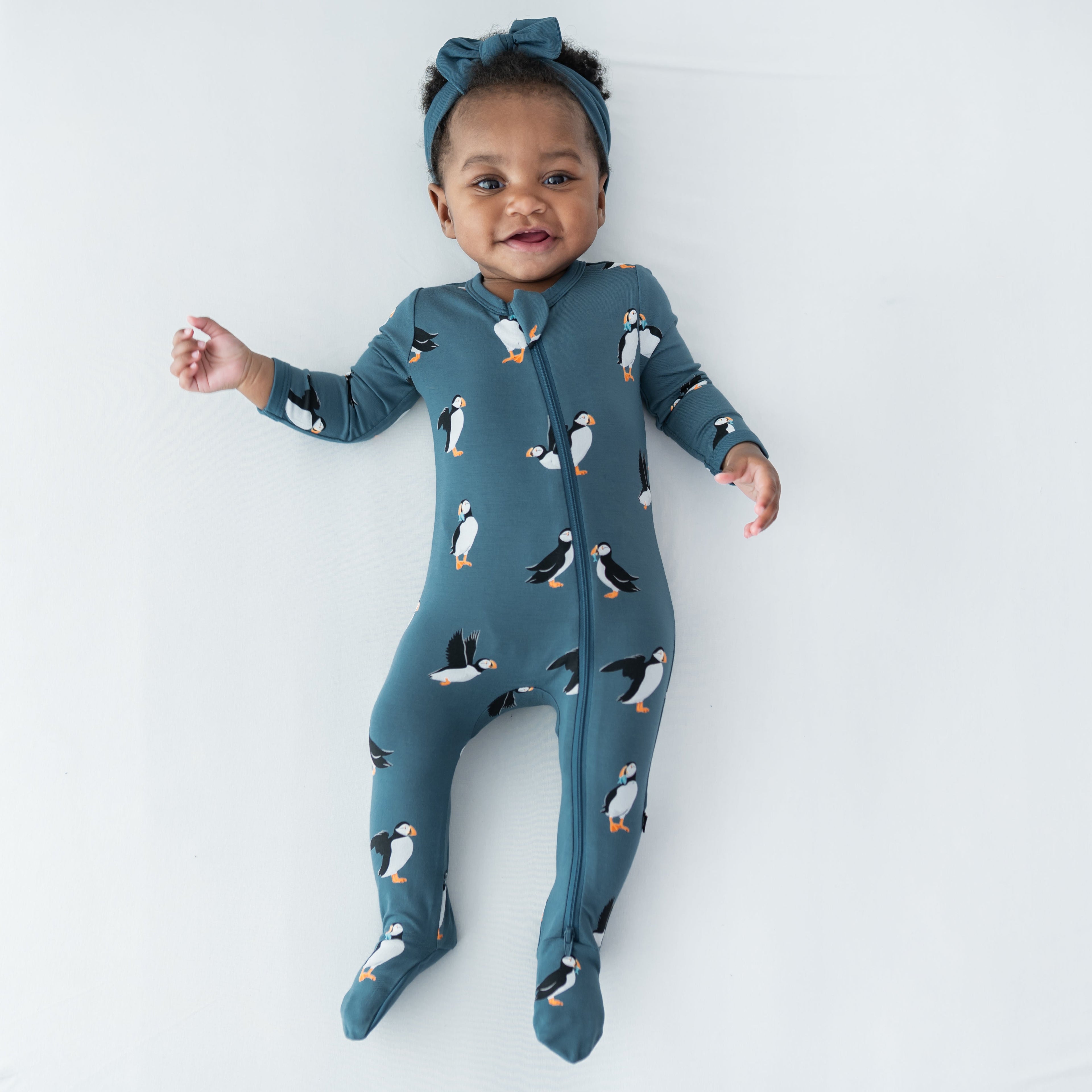 Zippered Footie in Puffin